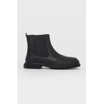 Camper Ghete Chelsea de piele Pix bărbați, culoarea negru