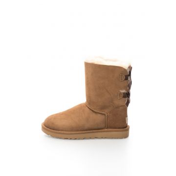 Cizme scurte maro din piele intoarsa fara inchidere Bailey