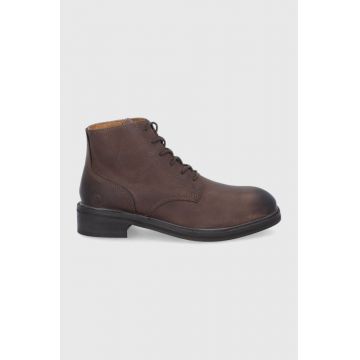 Superdry Pantofi înalți de piele bărbați, culoarea maro