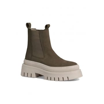 Ghete cu platforma dama -  casual - piele naturala - bej