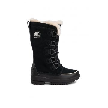 Ghete dama  201582091 - Piele intoarsa/Piele naturala/Textil - Negru