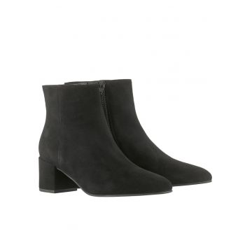 Botine cu toc dama Hogl - piele intoarsa - negru