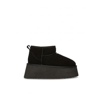Ghete slip-on flatform din piele intoarsa
