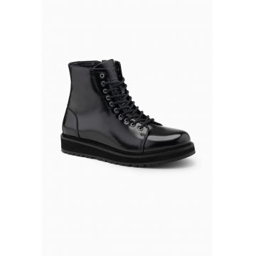 Bocanci de piele ecologica cu sireturi