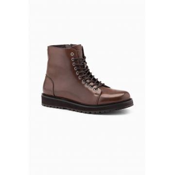 Bocanci de piele ecologica cu sireturi