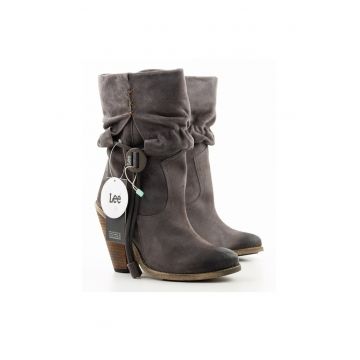 Botine pentru dama  piele naturala - gri - stil vintage -