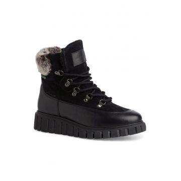 Ghete cu blana dama -  casual - piele naturala/textil - negru