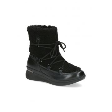 Ghete dama -  casual - piele naturala si textil - negru