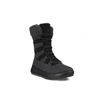 Ghete dama -  piele intoarsa - Negru -