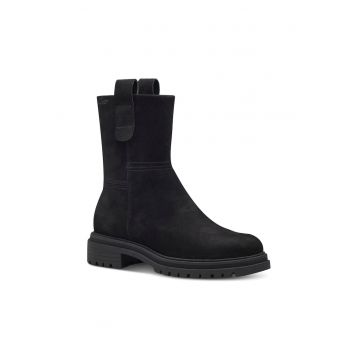 Ghete dama -  Piele/Textil -Negru