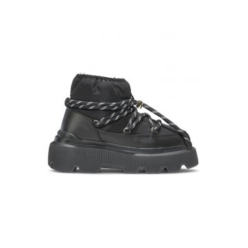 Ghete slip-on flatform cu garnituri de piele