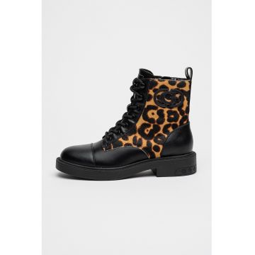 Bocanci de piele cu animal print