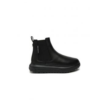 Botine cu glezna joasa pentru barbati  KL57540 - Piele naturala - 40 EU - Negru