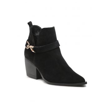 Ghete dama -  302357253 - Negru - Piele naturala/Piele intoarsa