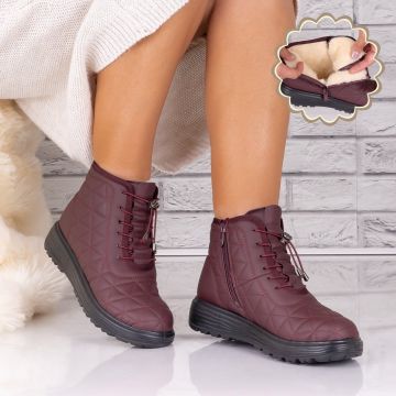 Ghete dama Imblanite Bordo din Piele Ecologica Alidana