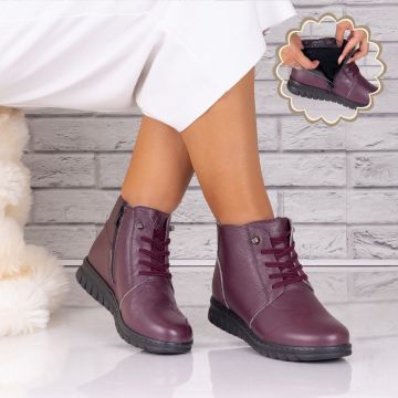 Ghete dama Imblanite Bordo din Piele Naturala Jenny
