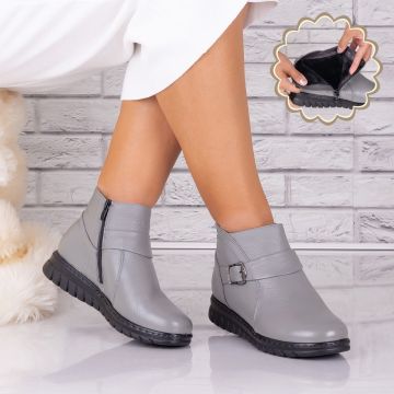 Ghete dama Imblanite Gri din Piele Naturala Edenia