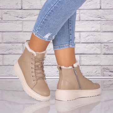 Ghete dama Imblanite Kaki din Piele Naturala Clavira