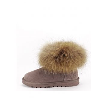 Ghete din piele naturala kaki cu blanita Carina 19 15878