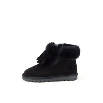 Ghete din piele naturala negre cu blanita 603 114 14115