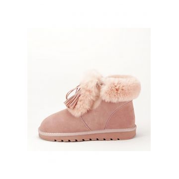 Ghete din piele naturala roz cu blanita 603 114 14121