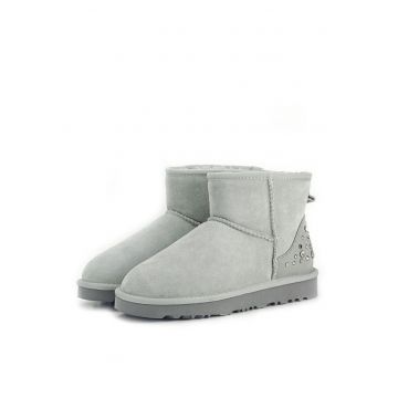 Ghete gri din piele naturala Bella 116 9641