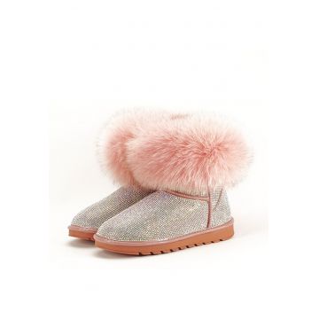 Ghete roz din piele naturala cu pietricele Barbie 112 9179