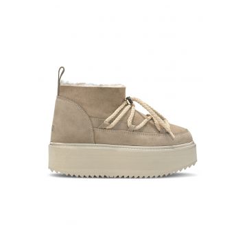 Ghete slip-on flatform de piele intoarsa