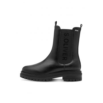 Ghete Chelsea de piele cu toc masiv
