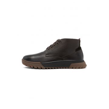 Ghete chukka din piele cu talpa wedge