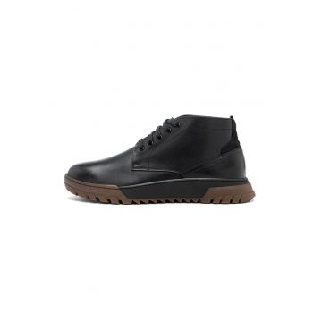 Ghete chukka din piele cu talpa wedge