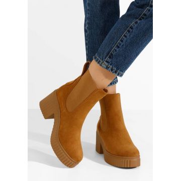 Ghete cu toc Isavella camel