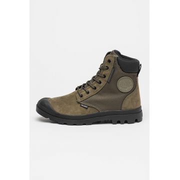 Ghete de piele cu garnituri textile si siret