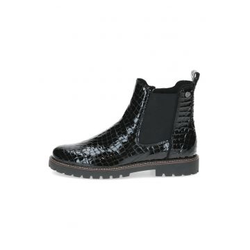 Ghete din piele cu model crocodil si segment din material textil