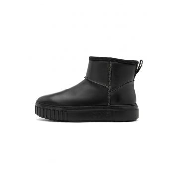 Ghete flatform de piele intoarsa cu captuseala de blana sintetica