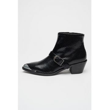 Botine de piele cu toc cubanez Tylow