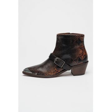 Botine de piele cu toc cubanez Tylow