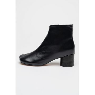 Botine de piele cu toc masiv