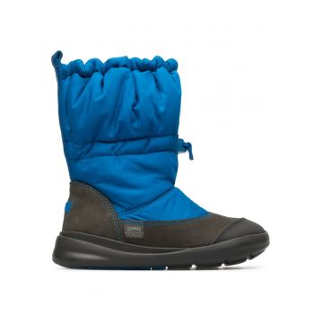 Cizme de piele nabuc si material textil Ergo - Albastru