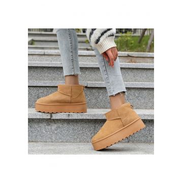 Ghete dama tip UGG cu talpa groasa B-333-78 116 - Camel 8510
