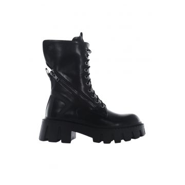 Ghete de dama  Belle - negre - piele ecologica - pentru stil de viata - cu brant din piele naturala -