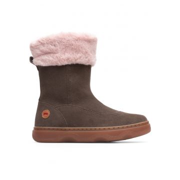 Ghete flatform de piele nabuc Kido