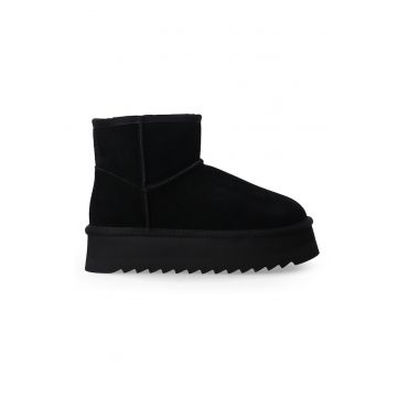 Ghete flatform din piele intoarsa