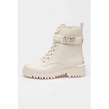 Bocanci de piele ecologica cu logo metalic