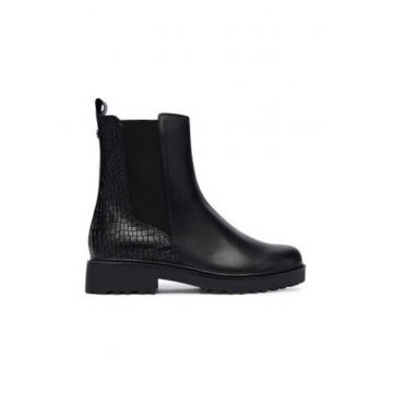 Botine dama -  piele naturala - negru - lucioase -