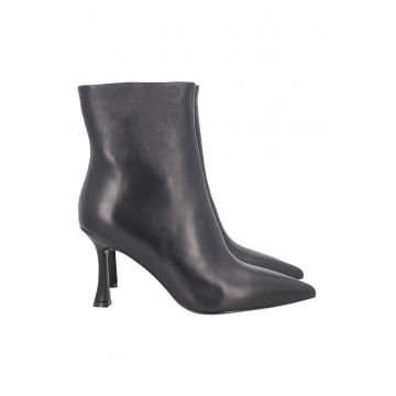 Botine de piele cu toc si fermoar