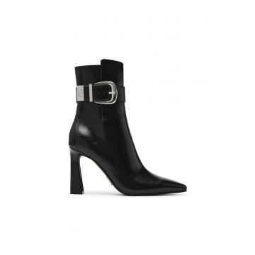 Botine de piele ecologica cu toc inalt Stashed