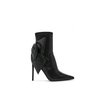 Botine din piele ecologica cu toc inalt Saline