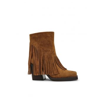 Cizme de piele intoarsa cu canafi Chestnut