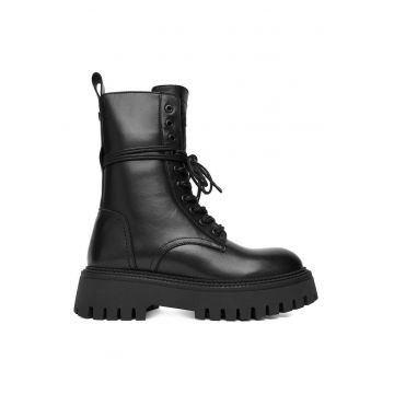 Ghete dama pana la glezna -  5906751313565 - piele naturala - negru -